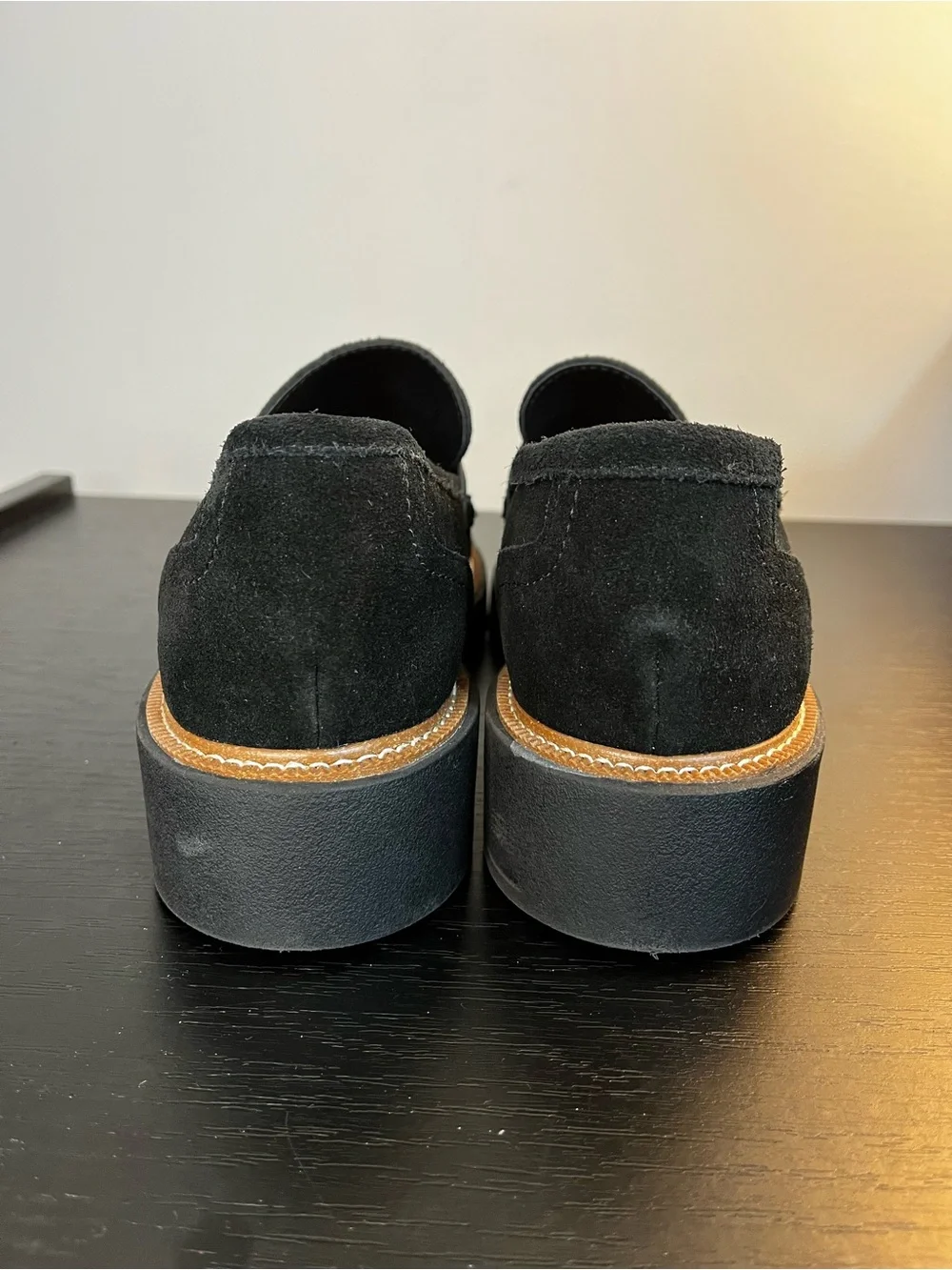 NWT Blondo Black Suede Penny Loafers - Lug Sole Waterproof Women’s 8.5